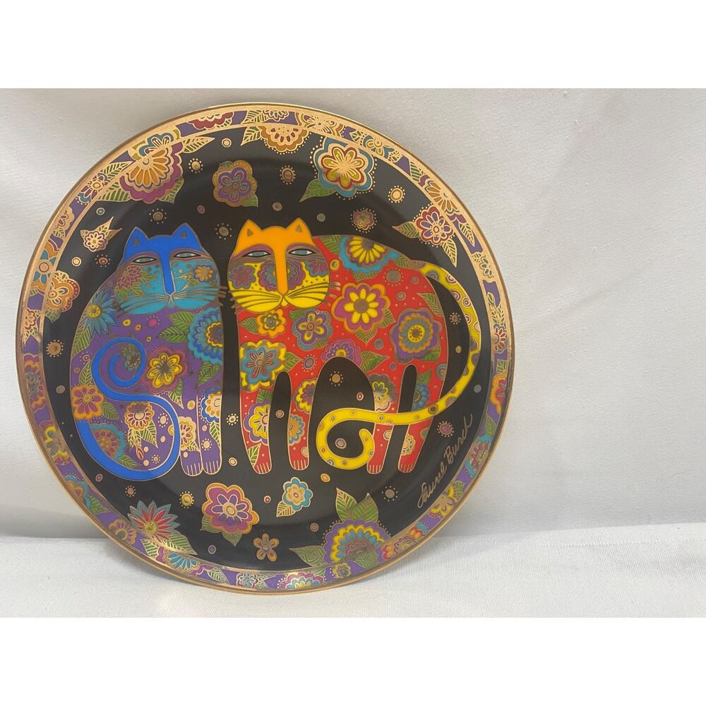 Laurel Burch Flowering Felines Plate #HB2482 Franklin Mint Limited Edition 8.28”